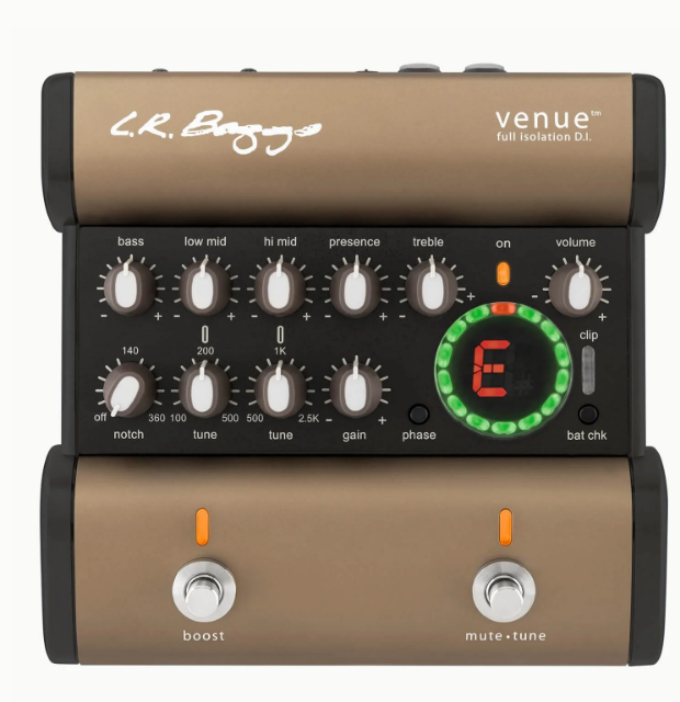LR Baggs' Venue DI acoustic guitar preamp and direct box pedal, official product page