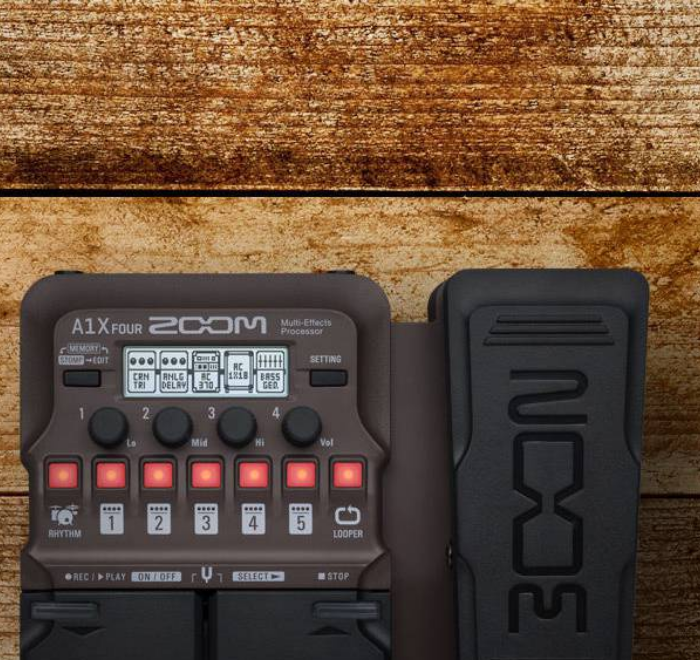 Zoom's A1X Four acoustic instrument multi-effects processor pedal, official product page
