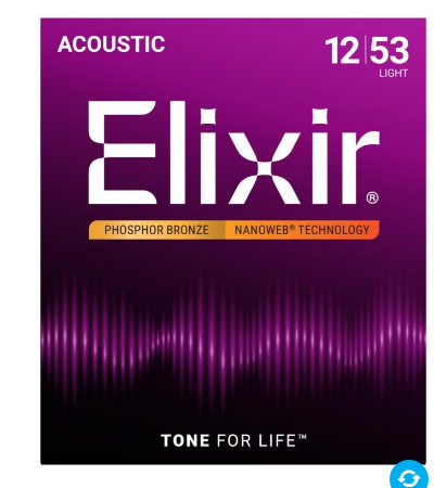 Elixir's Acoustic Phosphor Bronze with NANOWEB Coating product packaging, official product page
