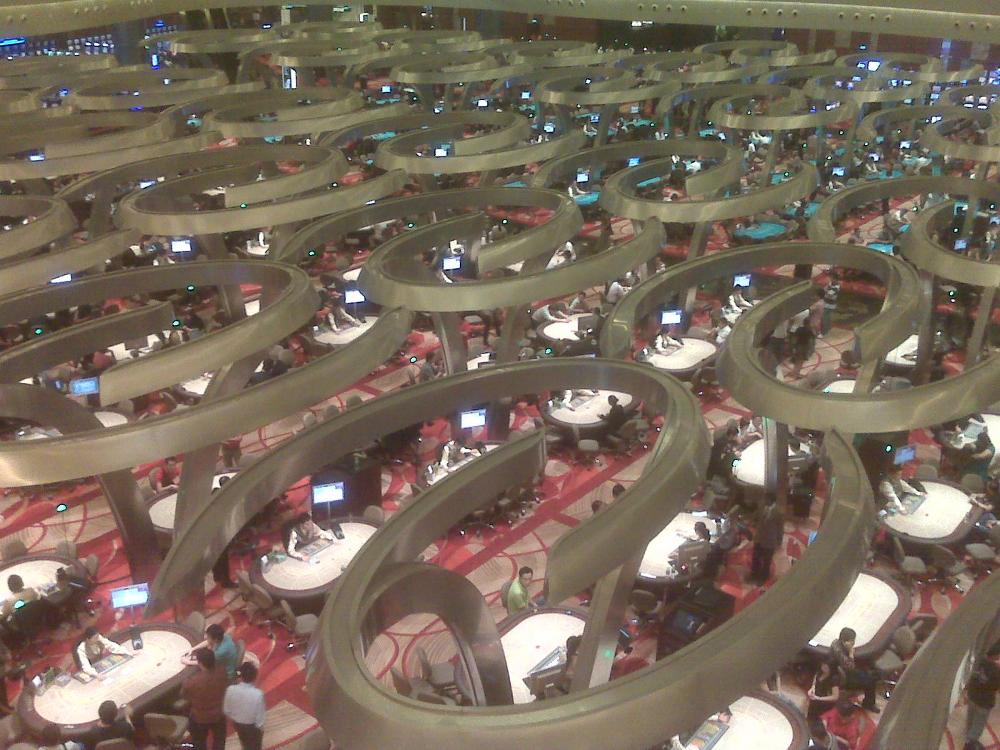 A real photo of baccarat tables at the Marina Bay Sands casino in Singapore