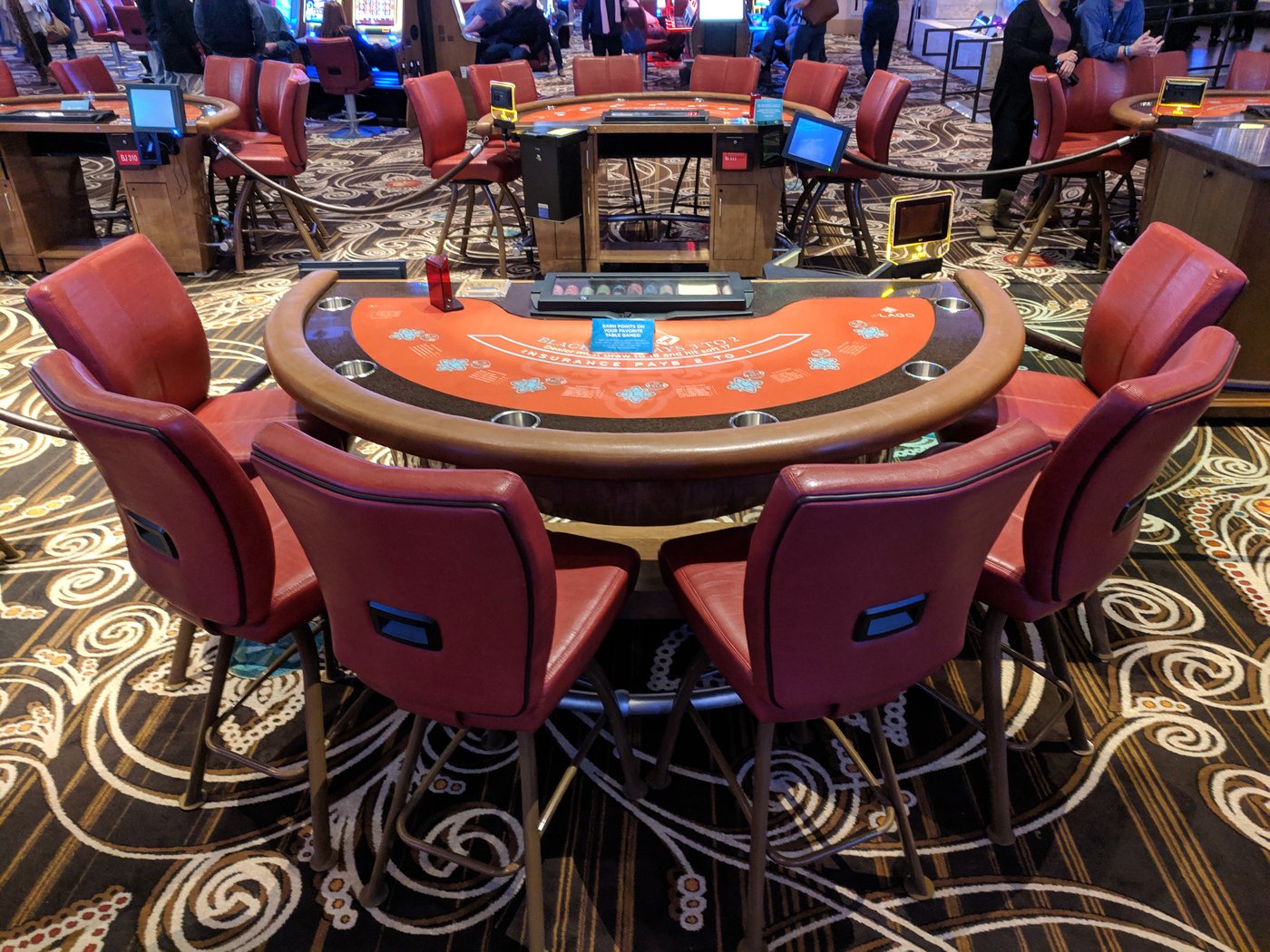 A real photo of a blackjack table at Del Lago Resort and Casino