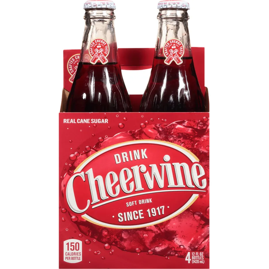 Cheerwine 4-pack of classic glass bottles - Drink Cheerwine - Since 1917 - Real Cane Sugar