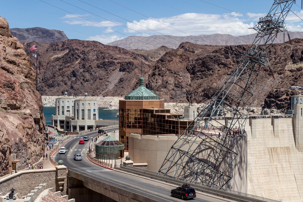Hoover Dam spanning the Colorado River on the Arizona-Nevada border