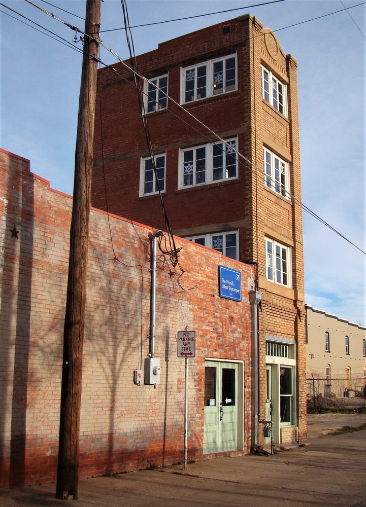 The Newby-McMahon Building in downtown Wichita Falls, Texas, a narrow four-story brick building known as the World's Littlest Skyscraper