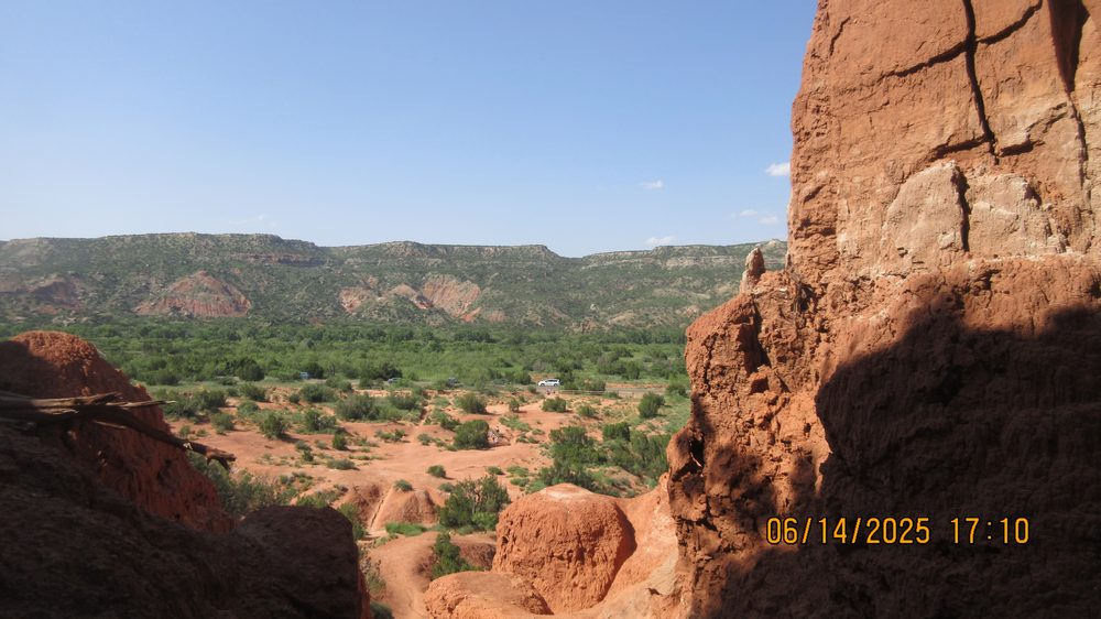 The layered red-rock walls of Palo Duro Canyon near Canyon, Texas, south of Amarillo
