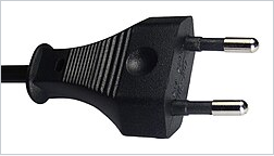 Wikipedia's Europlug article showing a photo of the two-pin European power plug used across most of the continent