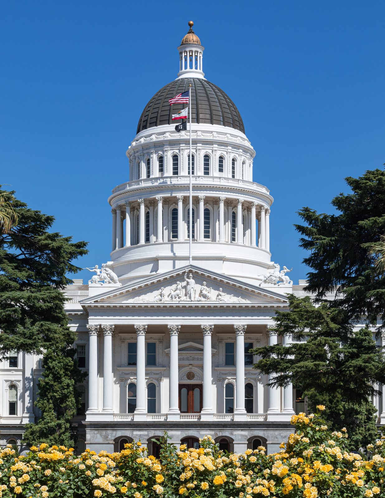The California State Capitol building in Sacramento, a Neoclassical domed structure completed in 1874