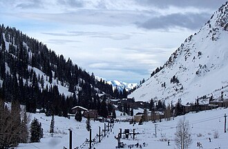 Little Cottonwood Canyon near Alta, Utah, home to some of the highest annual snowfall of any ski resort on Earth